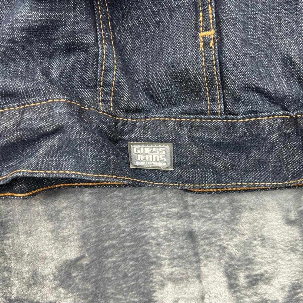 GUESS Men's 4XL‎ Blue Denim Trucker Jacket Vintage 90s/Y2k Made in USA Button Up